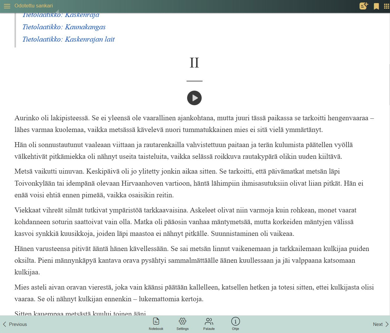 Yö värjää metsän